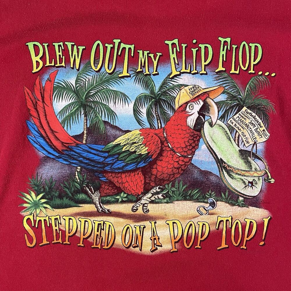 Vintage Y2K 2002 Jimmy Buffet Margaritaville Song Lyrics Parrot Shirt Mens Sz L - Picture 13 of 13